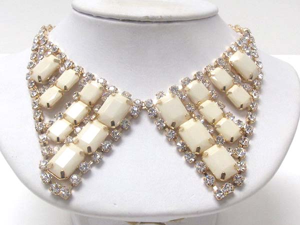 Multi crysal and acrylic bead deco collar bib necklace earring set