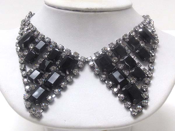 Multi crysal and acrylic bead deco collar bib necklace earring set