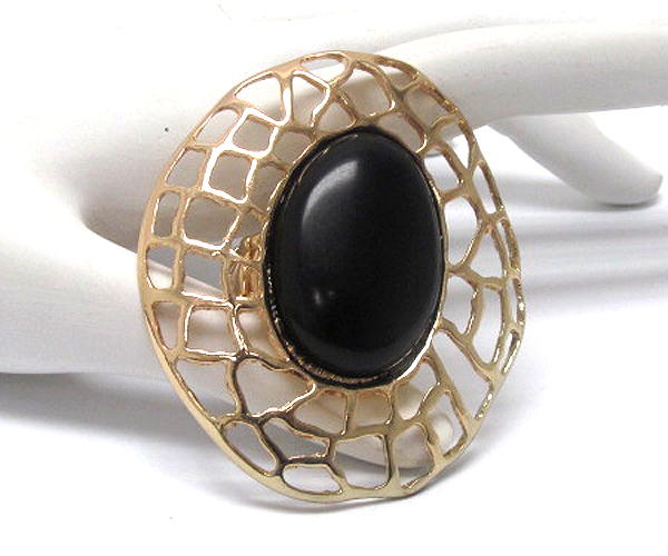 EXTRA LARGE NATURAL OVAL STONE STRETCH RING