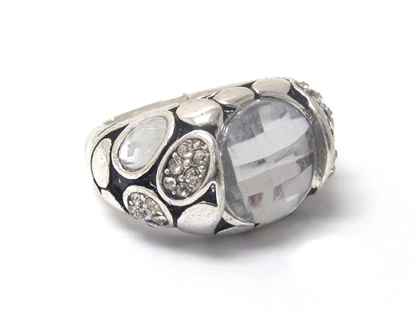 Crystal and designer pattern deco stretch ring