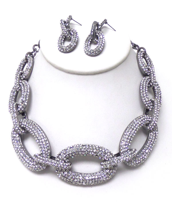 Luxury class thick bold pave links necklace set