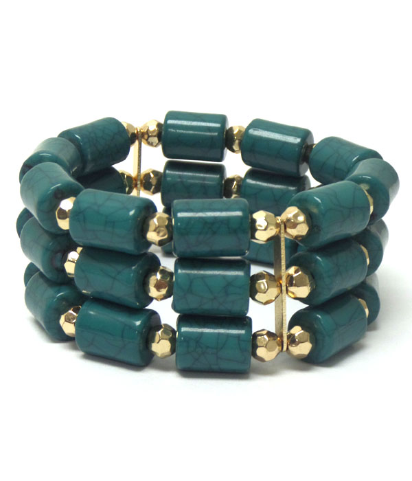 Three layer acrylic beads stretch bracelet 