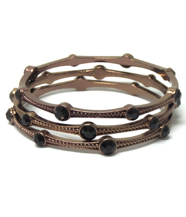 Crystal accent bangle bracelet set of 3