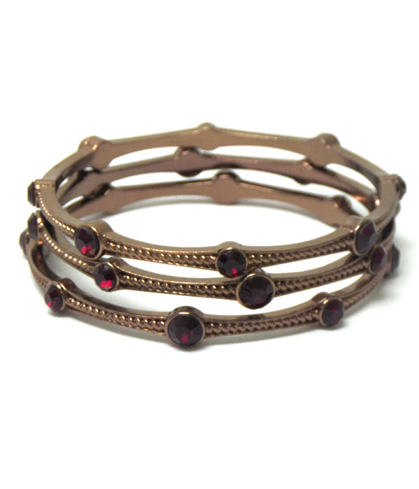 Crystal accent bangle bracelet set of 3