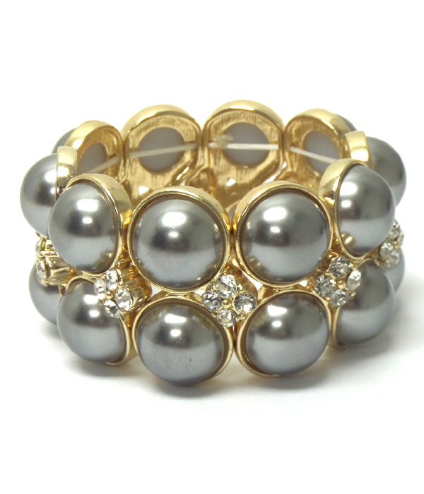 Crystal and pearl stretch bracelet