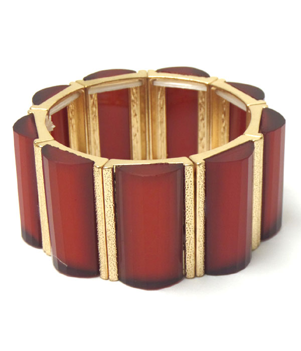 Facet stone link stretch bracelet