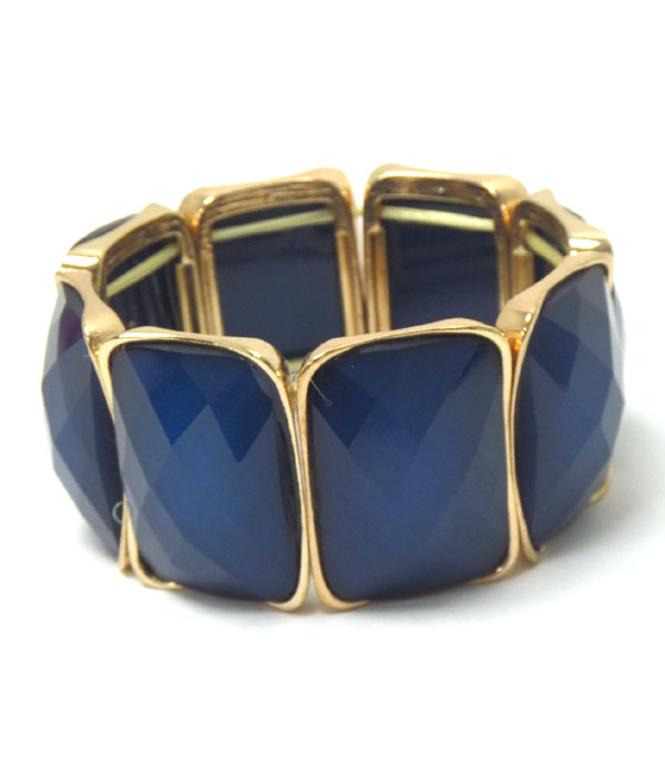 Facet stone link stretch bracelet