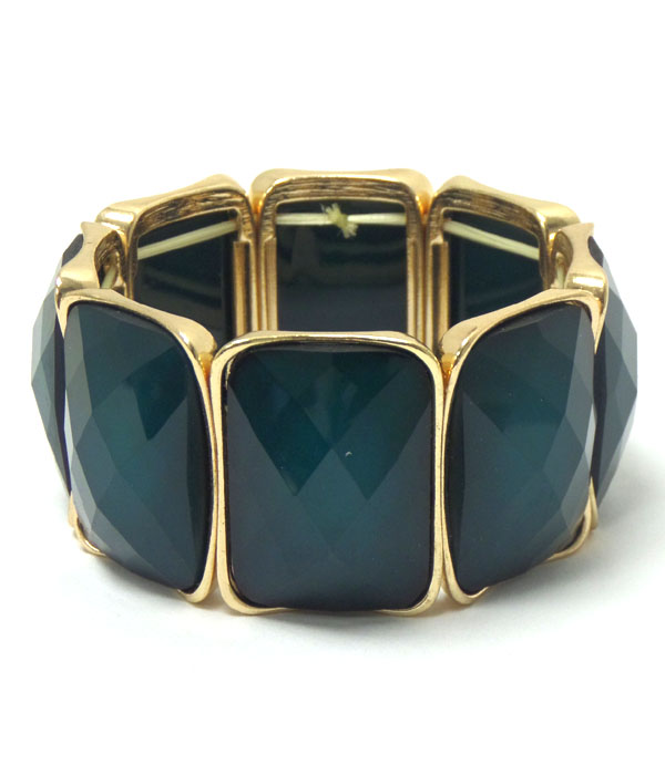 Facet stone link stretch bracelet