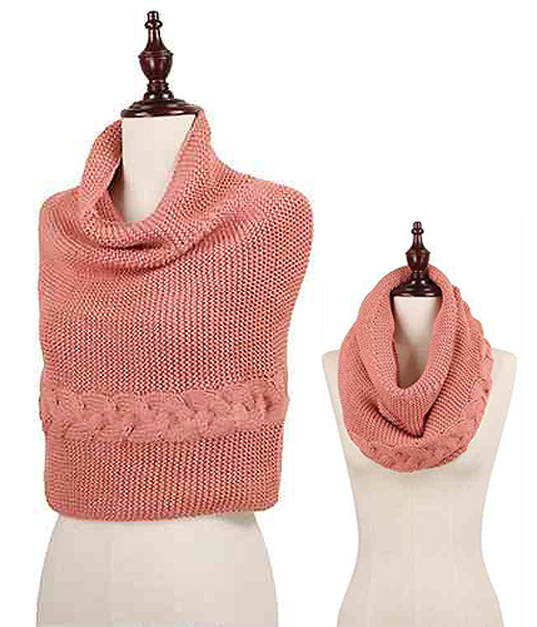 100% ACRYLIC CABLE KNIT PATTERN INFINITY SCARF OR SHRUG