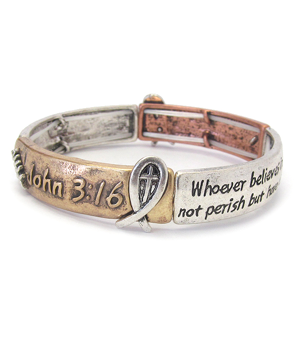 RELIGIOUS INSPIRATION MESSAGE STRETCH BRACELET - JOHN 3:16