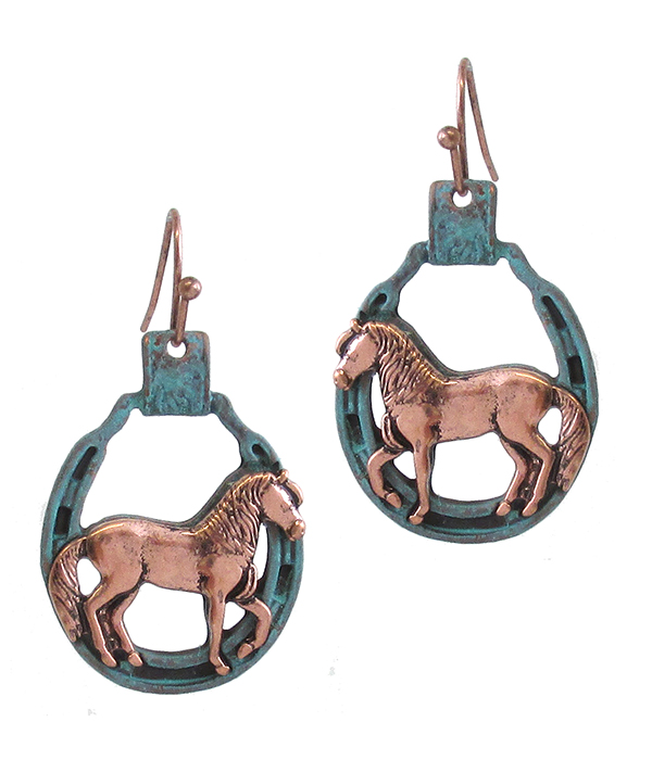 VINTAGE RUSTIC HORSE EARRING