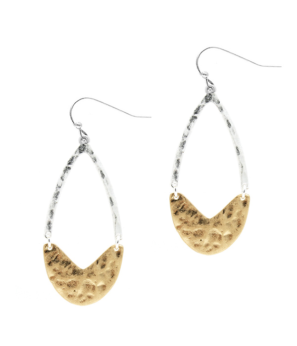 Hammered metal teardrop earring