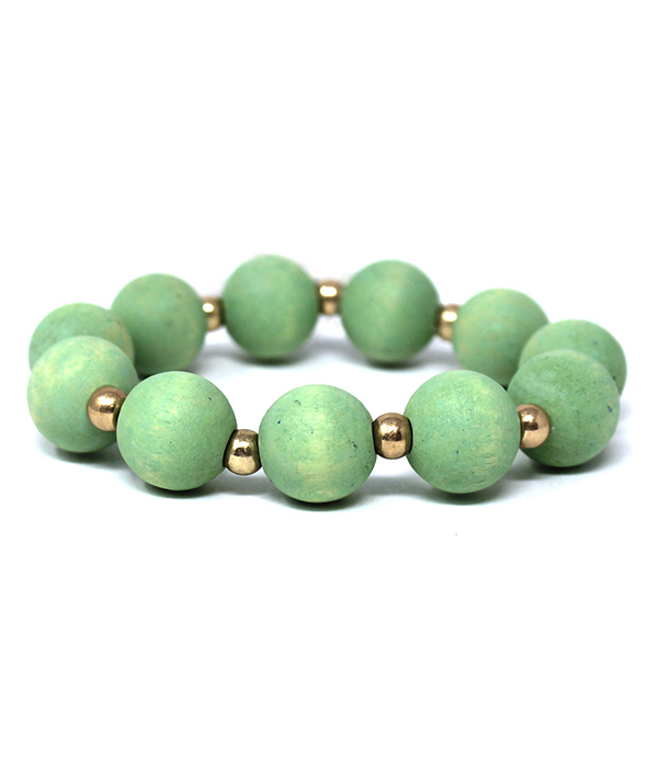 WOOD BALL BEAD STRETCH BRACELET