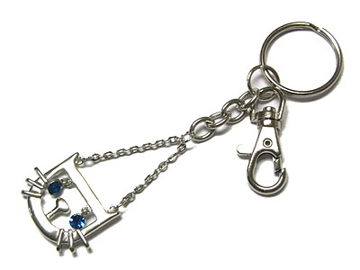 Crystal cat face charm key holder 