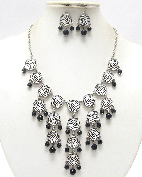 Animal print small bubble necklace earring set - j crew style