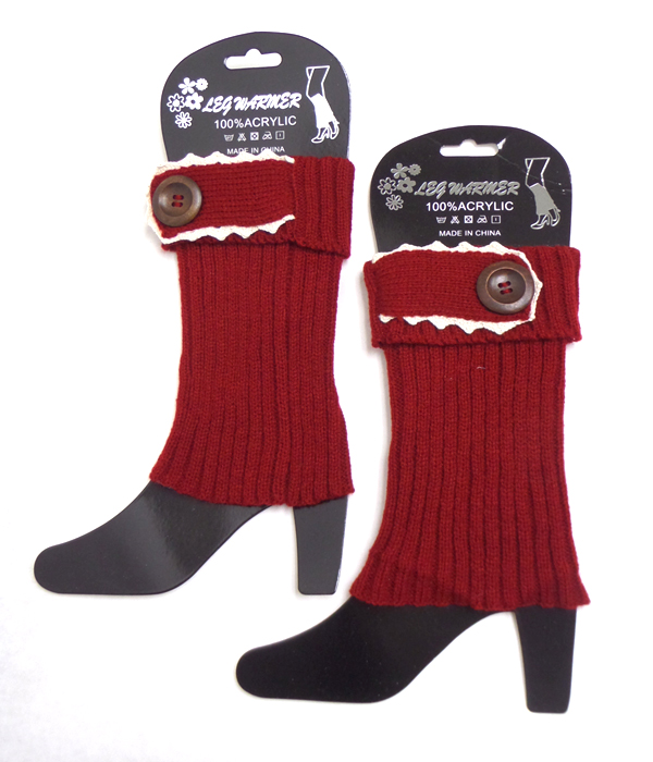 Button and lace vintage crochet leg warmer boot cuffs