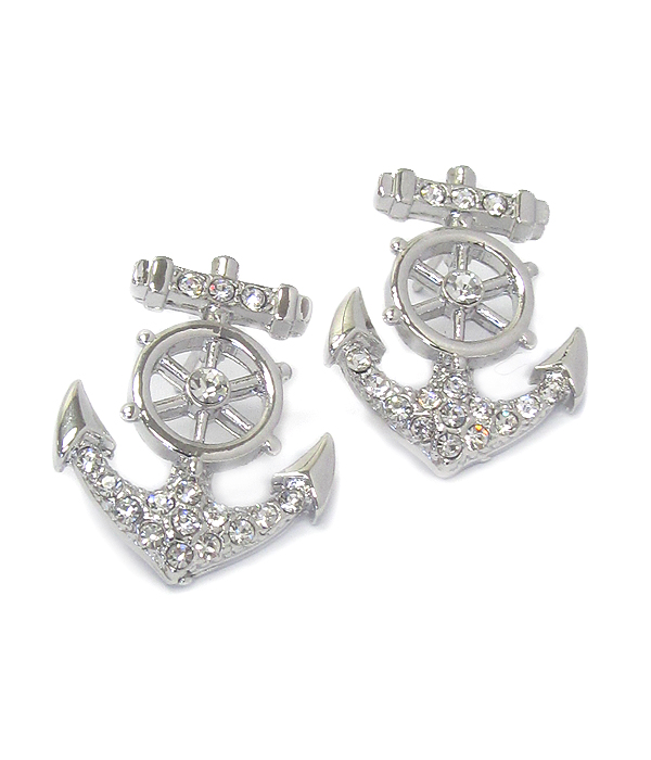 WHITEGOLD PLATING CRYSTAL SEALIFE THEME EARRING