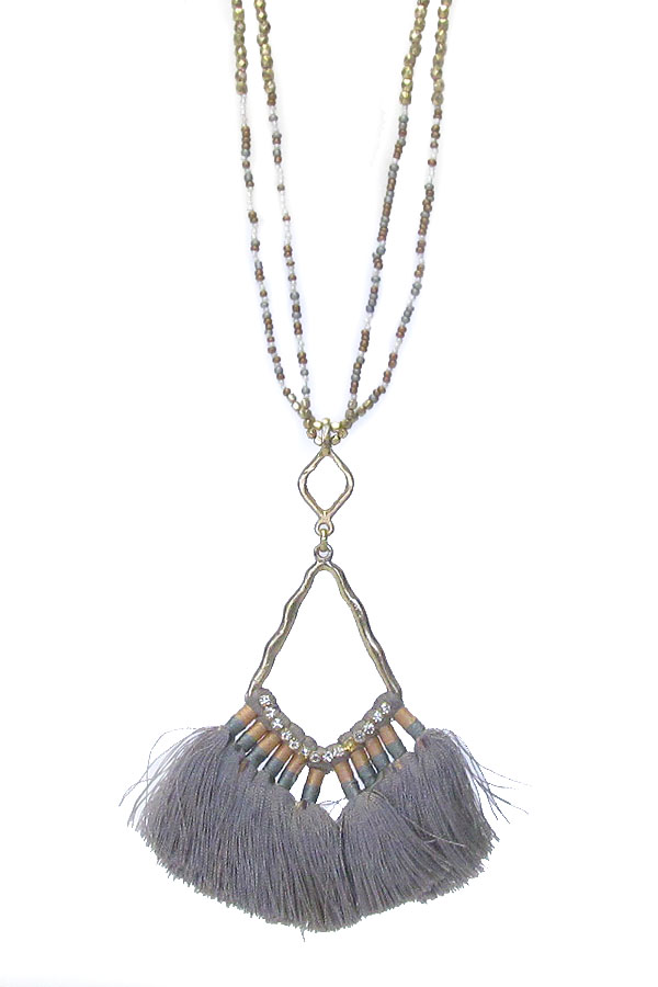 MULTI THREAD TASSEL AND SEEDBEAD LONG NECKLACE