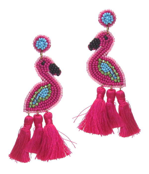 Handmade multi bead mix tropical bird earring