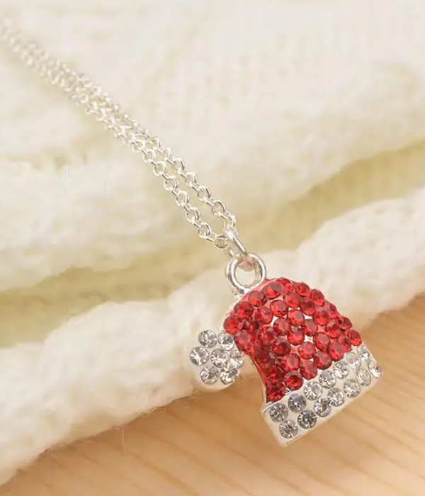Christmas theme santa hat necklace