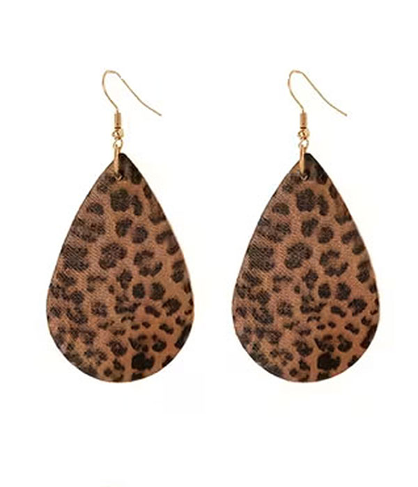 Animal print teardrop earring