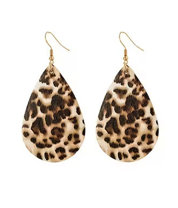 Animal print teardrop earring