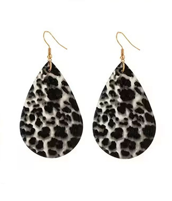 Animal print teardrop earring