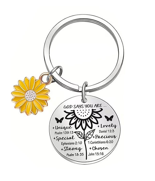 Religious inspiration sunflower key chain