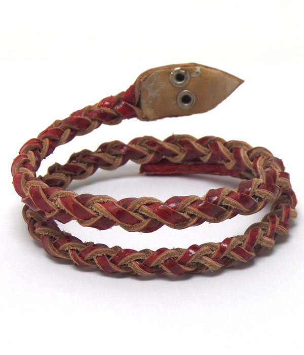Handmade genuine leather wire wrap aroun bracelet