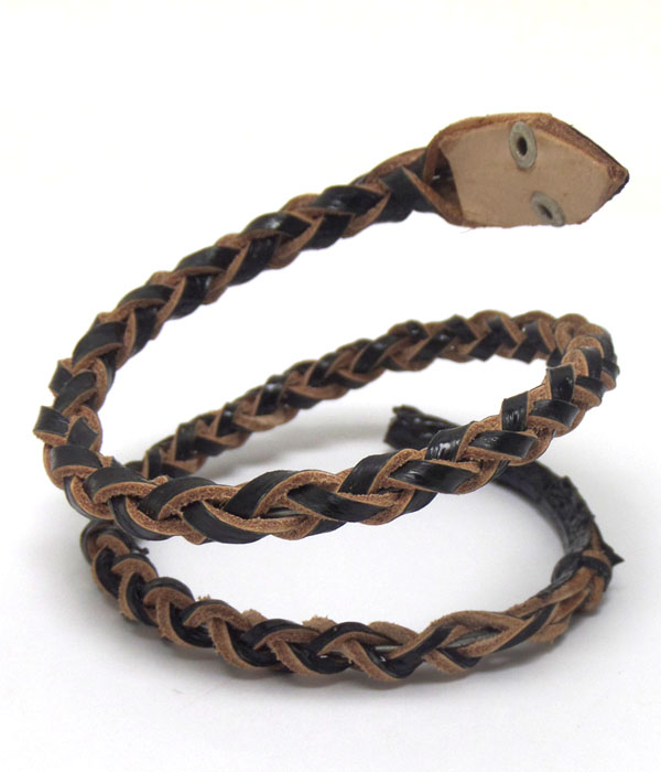 Handmade genuine leather wire wrap aroun bracelet 
