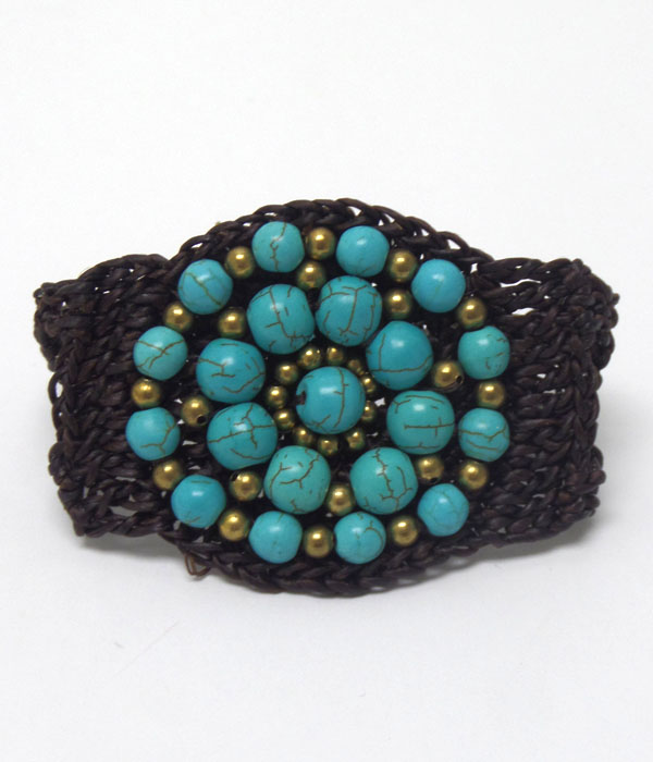 Handmade braided stones bracelet