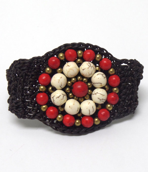 Handmade braided stones bracelet