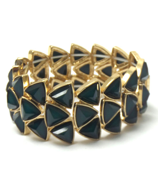 MULTI TRIANGULAR FACET STONE LINK STRETCH BRACELET