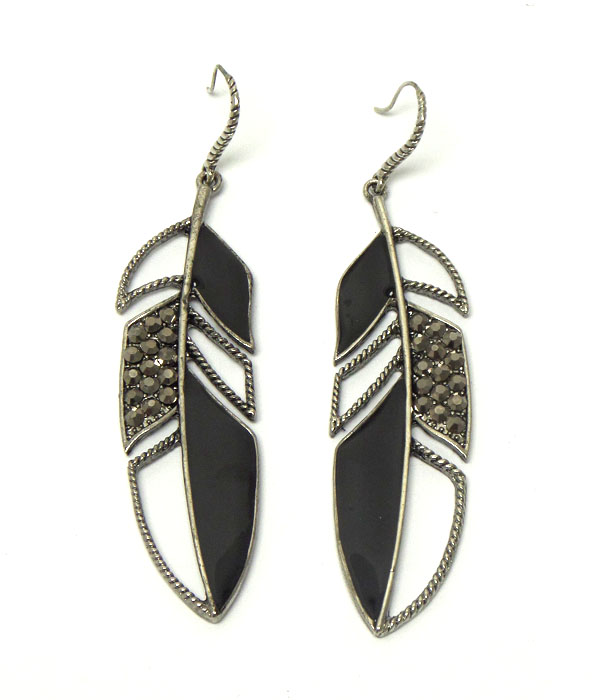 Crytal and epoxy feather earring