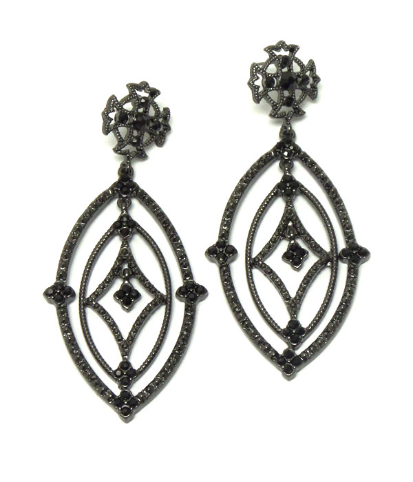 Crystal center double oval drop earring