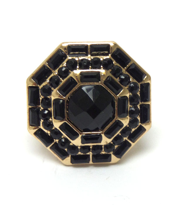 Crystal and glass center stretch ring