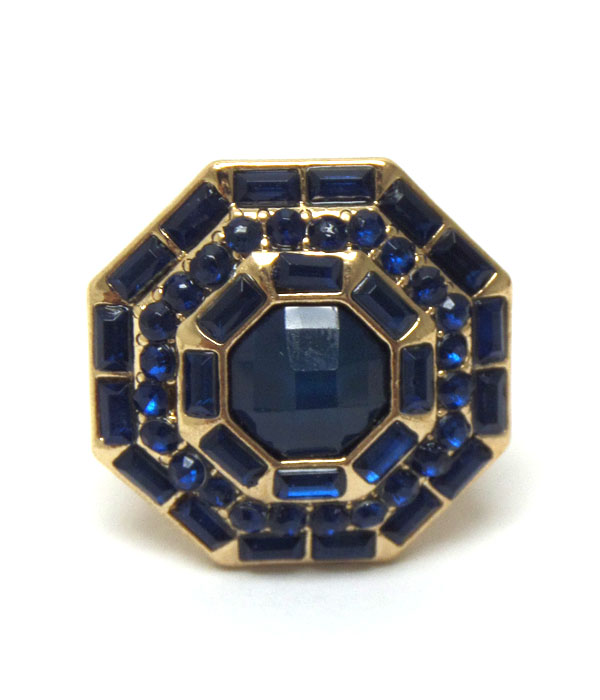 Crystal and glass center stretch ring