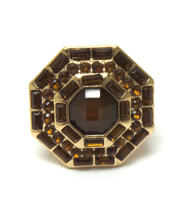 Crystal and glass center stretch ring