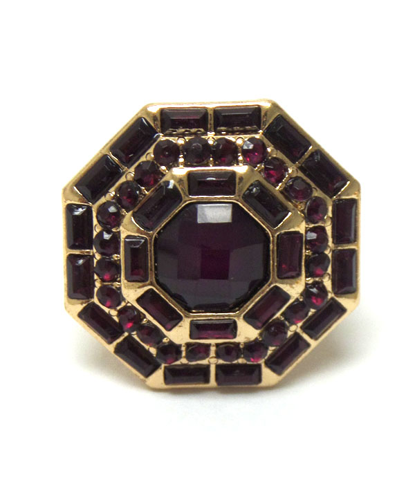 Crystal and glass center stretch ring