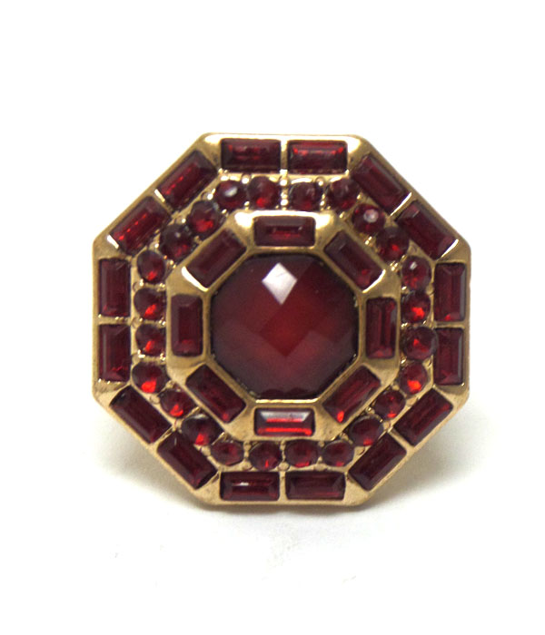 Crystal and glass center stretch ring