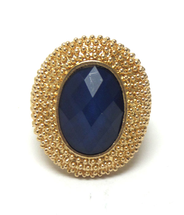 Facet oval stone stretch ring