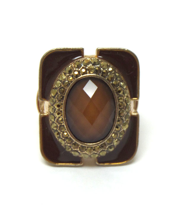 Crystal and facet stone center stretch ring