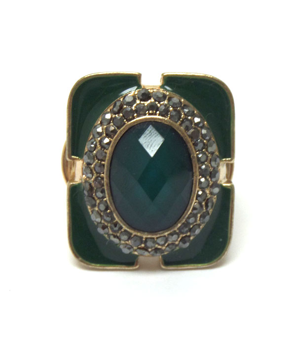 Crystal and facet stone center stretch ring