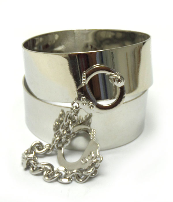 Cuff dangling double handcuff bangle