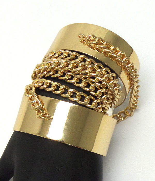 Chain connecetd wrap around cuff bracelet