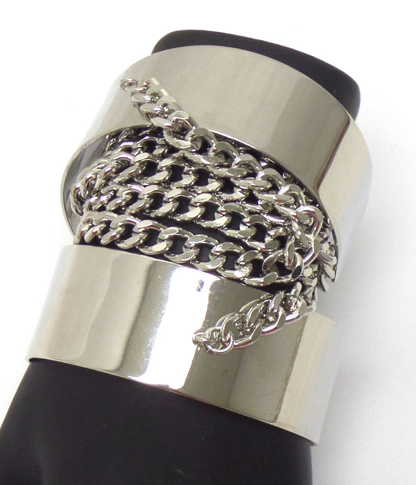 Chain connecetd wrap around cuff bracelet