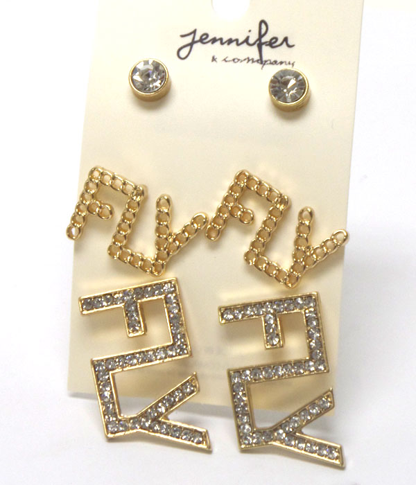 Crystal fly earring set of 3