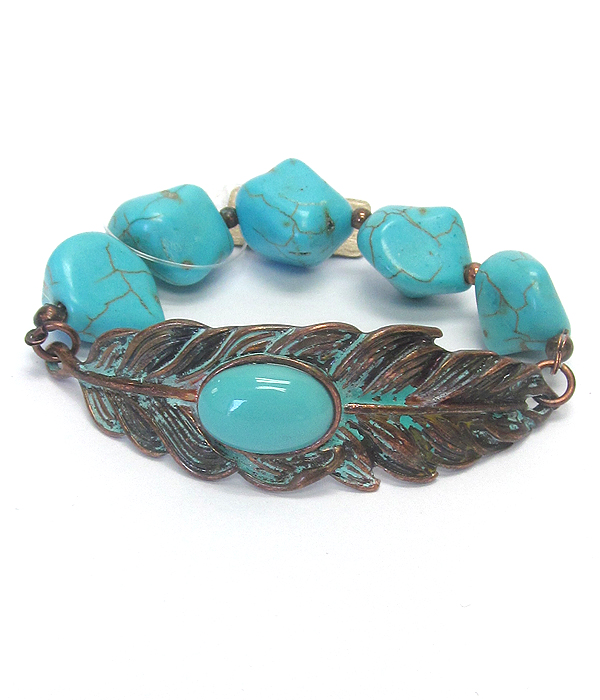 Turquoise leaf stretch bracelet