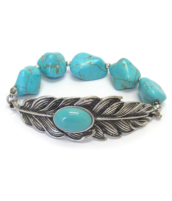 Turquoise leaf stretch bracelet
