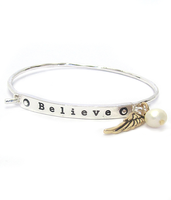 Religious inspiration wire bangle bracelet - believe